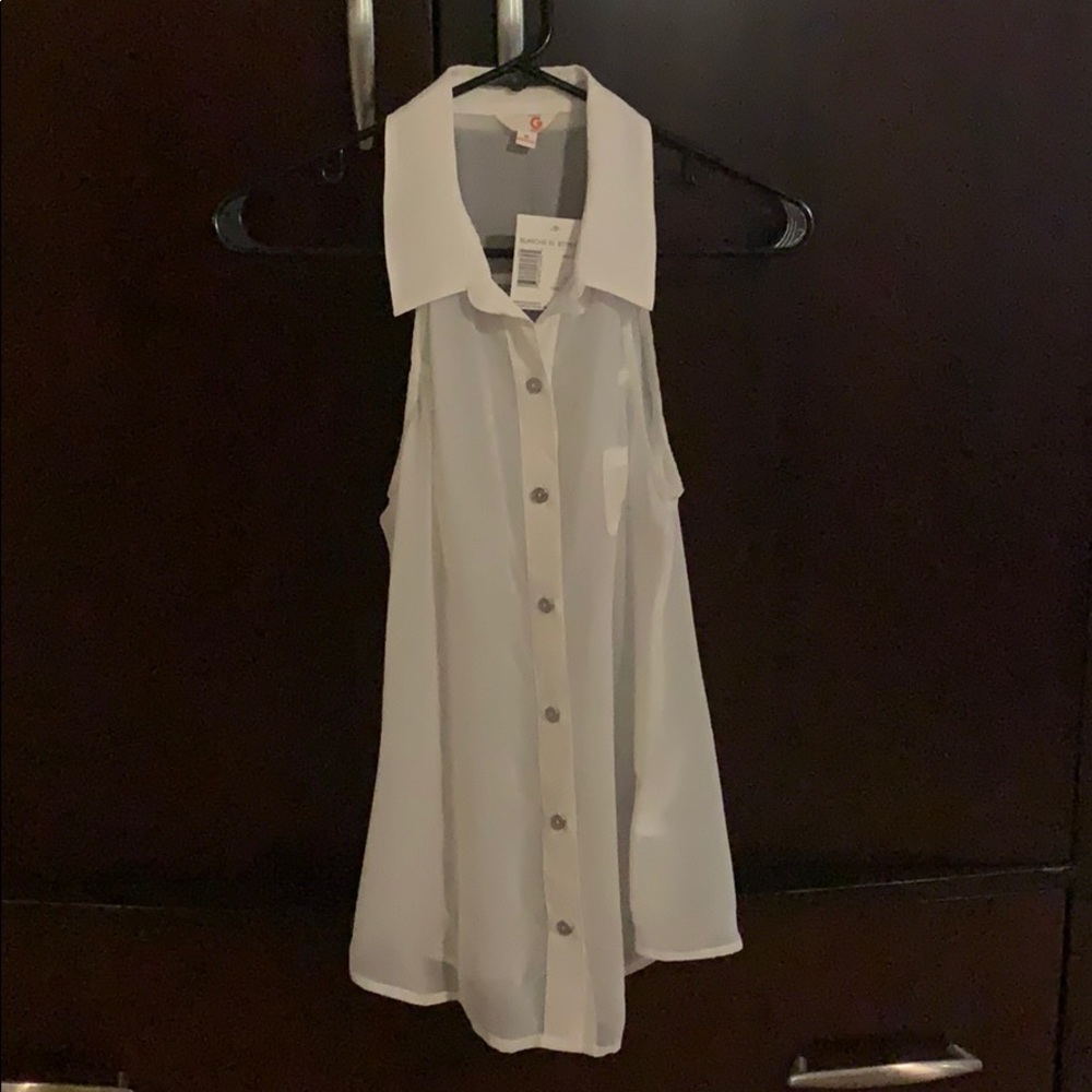 Guess sheer button down top